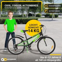 Actionbikes Kinderfahrrad Arrow 24 Zoll, Gangschaltung, V-Brake-Bremsen, verstellbar, Diamantrahmen