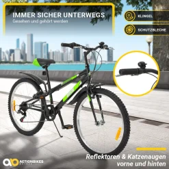 Actionbikes Kinderfahrrad Arrow 24 Zoll, Gangschaltung, V-Brake-Bremsen, verstellbar, Diamantrahmen
