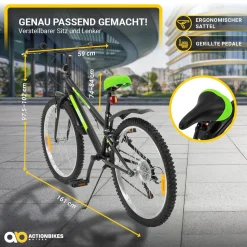 Actionbikes Kinderfahrrad Arrow 24 Zoll, Gangschaltung, V-Brake-Bremsen, verstellbar, Diamantrahmen