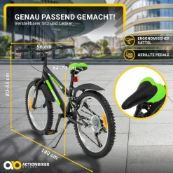 Actionbikes Kinderfahrrad Arrow 20 Zoll, Gangschaltung, V-Brake-Bremsen, verstellbar, Diamantrahmen