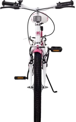 Actionbikes Kinderfahrrad Butterfly 20 Zoll, Pink, Fahrradständer, Kettenschutz, Antirutschgriffe (Weiß/Pink)