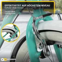 Actionbikes Kinderfahrrad Cruiser 20 Zoll, Rosa/Türkis, verstellbar, Seitenständer, V-Brake-Bremsen (Türkis)