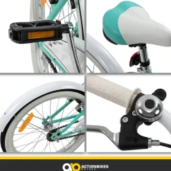 Actionbikes Kinderfahrrad Cruiser 20 Zoll, Rosa/Türkis, verstellbar, Seitenständer, V-Brake-Bremsen (Türkis)