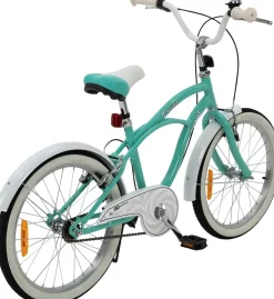 Actionbikes Kinderfahrrad Cruiser 20 Zoll, Rosa/Türkis, verstellbar, Seitenständer, V-Brake-Bremsen (Türkis)