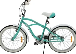 Actionbikes Kinderfahrrad Cruiser 20 Zoll, Rosa/Türkis, verstellbar, Seitenständer, V-Brake-Bremsen (Türkis)