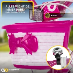Actionbikes Kinderfahrrad Daisy 16 Zoll, pink, Stützräder, Korb, V-Brake-Bremsen, Antirutschgriffe (East)