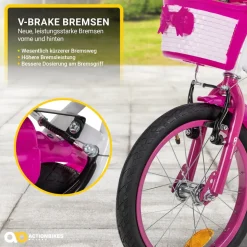Actionbikes Kinderfahrrad Daisy 16 Zoll, pink, Stützräder, Korb, V-Brake-Bremsen, Antirutschgriffe (East)