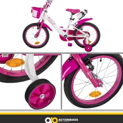 Actionbikes Kinderfahrrad Daisy 16 Zoll, pink, Stützräder, Korb, V-Brake-Bremsen, Antirutschgriffe (East)