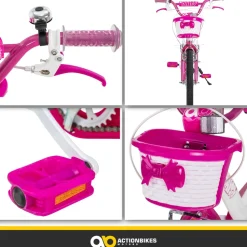 Actionbikes Kinderfahrrad Daisy 20 Zoll, pink, V-Brake-Bremsen, Antirutschgriffe, Kettenschutz, Korb (East)