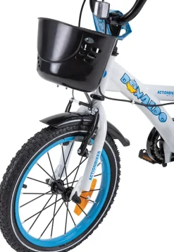 Actionbikes Kinderfahrrad Donaldo 16 Zoll, V-Brake-Bremsen, höhenverstellbar, Stützräder, Korb