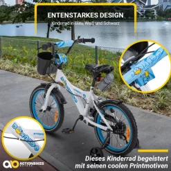 Actionbikes Kinderfahrrad Donaldo 16 Zoll, V-Brake-Bremsen, höhenverstellbar, Stützräder, Korb