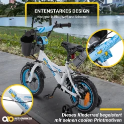 Actionbikes Kinderfahrrad Donaldo 12 Zoll, V-Brake-Bremsen, höhenverstellbar, Stützräder, Korb