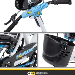 Actionbikes Kinderfahrrad Donaldo 12 Zoll, V-Brake-Bremsen, höhenverstellbar, Stützräder, Korb