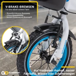 Actionbikes Kinderfahrrad Donaldo 12 Zoll, V-Brake-Bremsen, höhenverstellbar, Stützräder, Korb