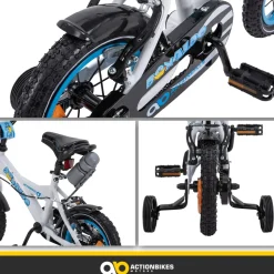 Actionbikes Kinderfahrrad Donaldo 12 Zoll, V-Brake-Bremsen, höhenverstellbar, Stützräder, Korb