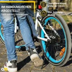 Actionbikes Kinderfahrrad Donaldo 20 Zoll, V-Brake-Bremsen, höhenverstellbar, Seitenständer, Korb