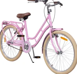 Actionbikes Kinderfahrrad Retrostar 24 Zoll, Rosa, Fahrradständer, Gepäckträger, Sattel gefedert (Rosa)
