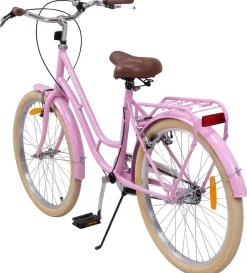 Actionbikes Kinderfahrrad Retrostar 24 Zoll, Rosa, Fahrradständer, Gepäckträger, Sattel gefedert (Rosa)