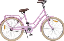 Actionbikes Kinderfahrrad Retrostar 24 Zoll, Rosa, Fahrradständer, Gepäckträger, Sattel gefedert (Rosa)