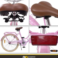 Actionbikes Kinderfahrrad Retrostar 24 Zoll, Rosa, Fahrradständer, Gepäckträger, Sattel gefedert (Rosa)