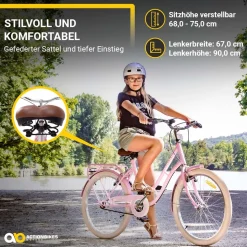 Actionbikes Kinderfahrrad Retrostar 20 Zoll, Rosa, Fahrradständer, Gepäckträger, Sattel gefedert (Rosa)