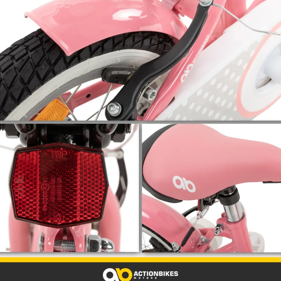 Actionbikes Kinderfahrrad Starlight 12 Zoll, Rosa, Stützräder, Fahrradkorb, Klingel, Kettenschutz (Classic)
