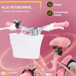 Actionbikes Kinderfahrrad Starlight 20 Zoll, Rosa, Fahrradständer, Korb, Klingel, Kettenschutz (Classic)