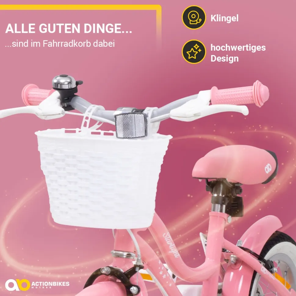 Actionbikes Kinderfahrrad Starlight 20 Zoll, Rosa, Fahrradständer, Korb, Klingel, Kettenschutz (Classic)