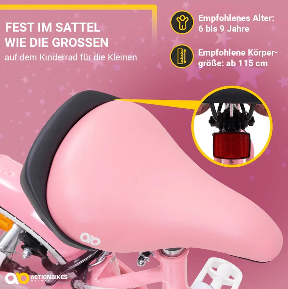 Actionbikes Kinderfahrrad Starlight 20 Zoll, Rosa, Fahrradständer, Korb, Klingel, Kettenschutz (Classic)
