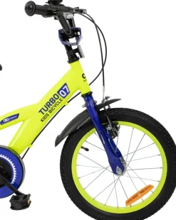 Actionbikes Kinderfahrrad Turbo 16 Zoll, Stützräder, V-Brake-Bremsen, Lenker-/Kettenschutz, Klingel