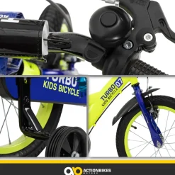 Actionbikes Kinderfahrrad Turbo 16 Zoll, Stützräder, V-Brake-Bremsen, Lenker-/Kettenschutz, Klingel
