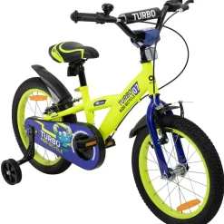 Actionbikes Kinderfahrrad Turbo 16 Zoll, Stützräder, V-Brake-Bremsen, Lenker-/Kettenschutz, Klingel