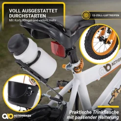 Actionbikes Kinderfahrrad Timson 12 Zoll, V-Brake-Bremsen, höhenverstellbar, Stützräder, Korb