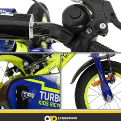 Actionbikes Kinderfahrrad Turbo 12 Zoll, Stützräder, V-Brake-Bremsen, Lenker-/Kettenschutz, Klingel