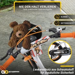 Actionbikes Kinderfahrrad Timson 16 Zoll, V-Brake-Bremsen, höhenverstellbar, Stützräder, Korb