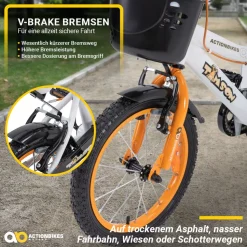 Actionbikes Kinderfahrrad Timson 16 Zoll, V-Brake-Bremsen, höhenverstellbar, Stützräder, Korb