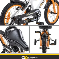 Actionbikes Kinderfahrrad Timson 16 Zoll, V-Brake-Bremsen, höhenverstellbar, Stützräder, Korb