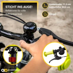 Actionbikes Kinderfahrrad Wasp 20 Zoll, Fahrradständer, Schutzbleche, verstellbar, V-Brake-Bremsen (Schwarz-Grün)