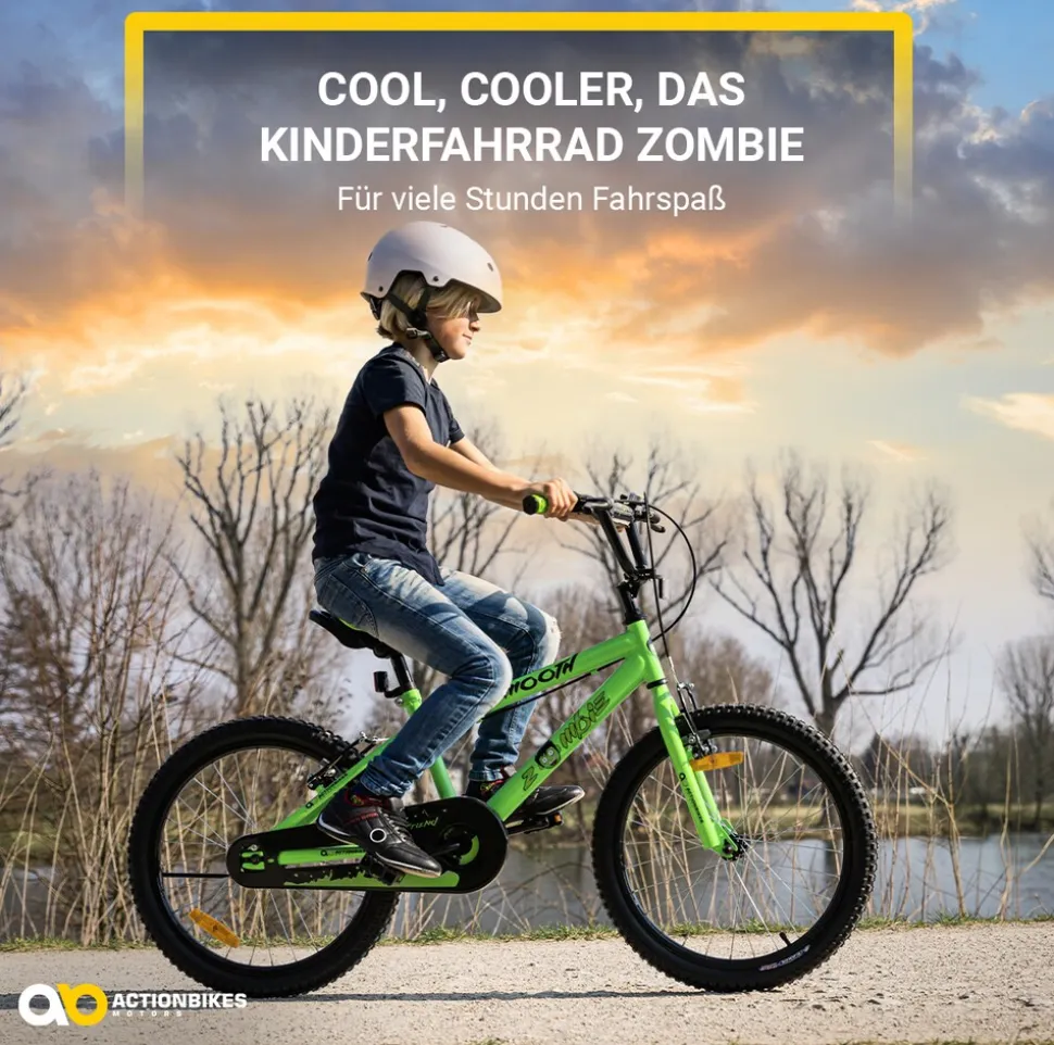 Actionbikes Kinderfahrrad Zombie 20 Zoll, V-Brake-Bremsen, Seitenständer, Reflektoren, Kettenschutz