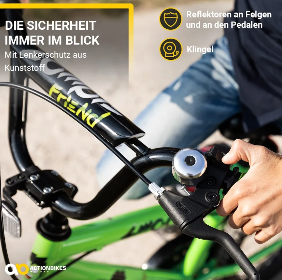 Actionbikes Kinderfahrrad Zombie 20 Zoll, V-Brake-Bremsen, Seitenständer, Reflektoren, Kettenschutz