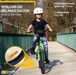 Actionbikes Kinderfahrrad Zombie 20 Zoll, V-Brake-Bremsen, Seitenständer, Reflektoren, Kettenschutz
