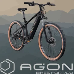 Agon Alpha E Bike Mountainbike Herren 160 - 185 cm Pedelec 27,5 Zoll Hardtail MTB Trail mit Ananda Motor 10 Gang 540 Wh
