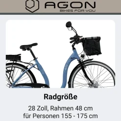 Agon Assist E Bike 28 Zoll Pedelec Damen Elektro Fahrrad 3 Gang Citybike tiefer Einstieg