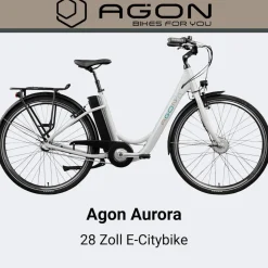 Agon Aurora 28 Zoll E-Bike 28 Zoll Citybike bis 130 km Damen Herren 150 - 175 cm Pedelec Elektrofahrrad 3 Gang und Beleuchtung StVZO