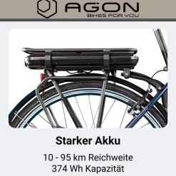 Agon Avesa E Bike Trekkingrad Herren ab 155 cm mit Nabenmotor Pedelec Trekking Fahrrad mit 21 Gang und Beleuchtung StVZO