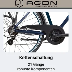 Agon Avesa E Bike Trekkingrad Herren ab 155 cm mit Nabenmotor Pedelec Trekking Fahrrad mit 21 Gang und Beleuchtung StVZO