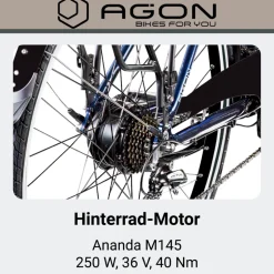 Agon Avesa E Bike Trekkingrad Herren ab 155 cm mit Nabenmotor Pedelec Trekking Fahrrad mit 21 Gang und Beleuchtung StVZO