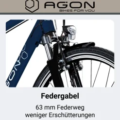Agon Avesa E Bike Trekkingrad Herren ab 155 cm mit Nabenmotor Pedelec Trekking Fahrrad mit 21 Gang und Beleuchtung StVZO