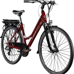 Agon Avesa E Bike Trekkingrad Damen Herren ab 155 cm mit Nabenmotor Pedelec Trekking Fahrrad mit 21 Gang und Beleuchtung StVZO Tiefeinsteiger