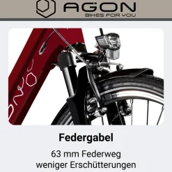 Agon Avesa E Bike Trekkingrad Damen Herren ab 155 cm mit Nabenmotor Pedelec Trekking Fahrrad mit 21 Gang und Beleuchtung StVZO Tiefeinsteiger